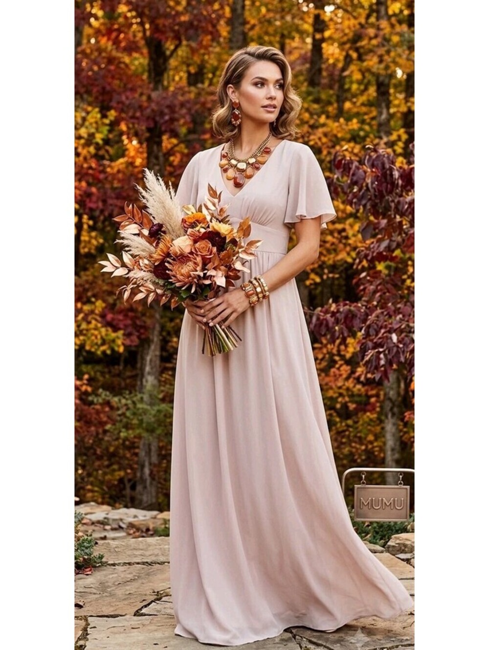 Show Me Your MuMu Emily Empire Maxi Beige Dress Show Me The Ring Crisp Size S